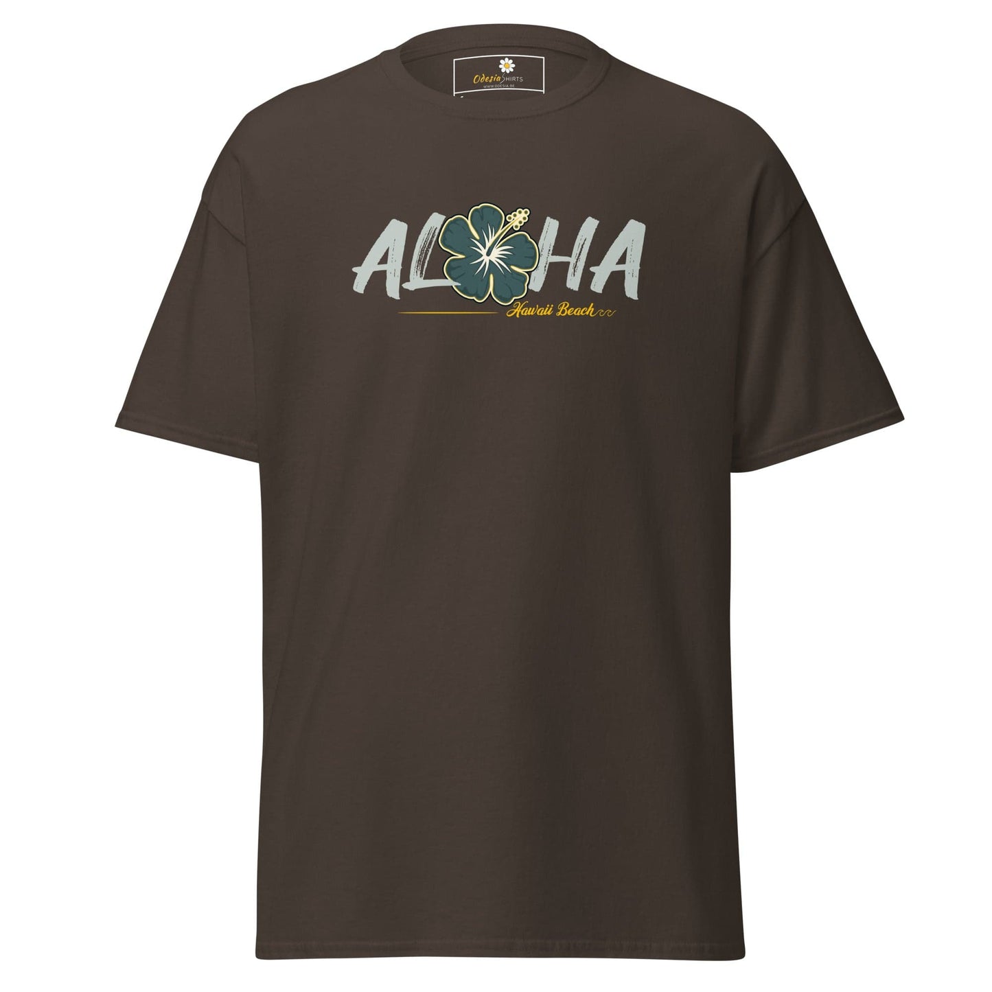 Brown T-shirt with Aloha graphic, suitable for Men and Women in S to XL sizes