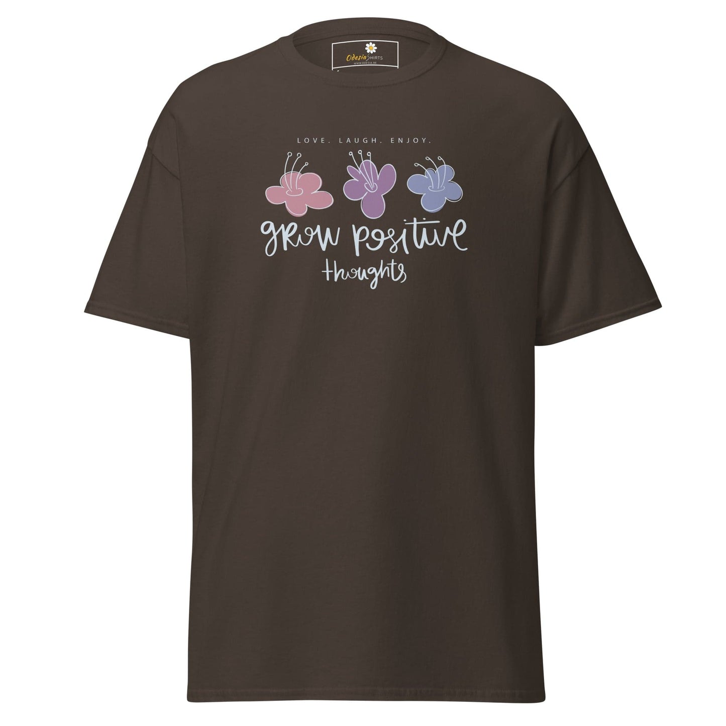 Unisex classic t-shirt - POSITIVE GROW THOUGHTS - REGULAR - Dark Chocolate / S
