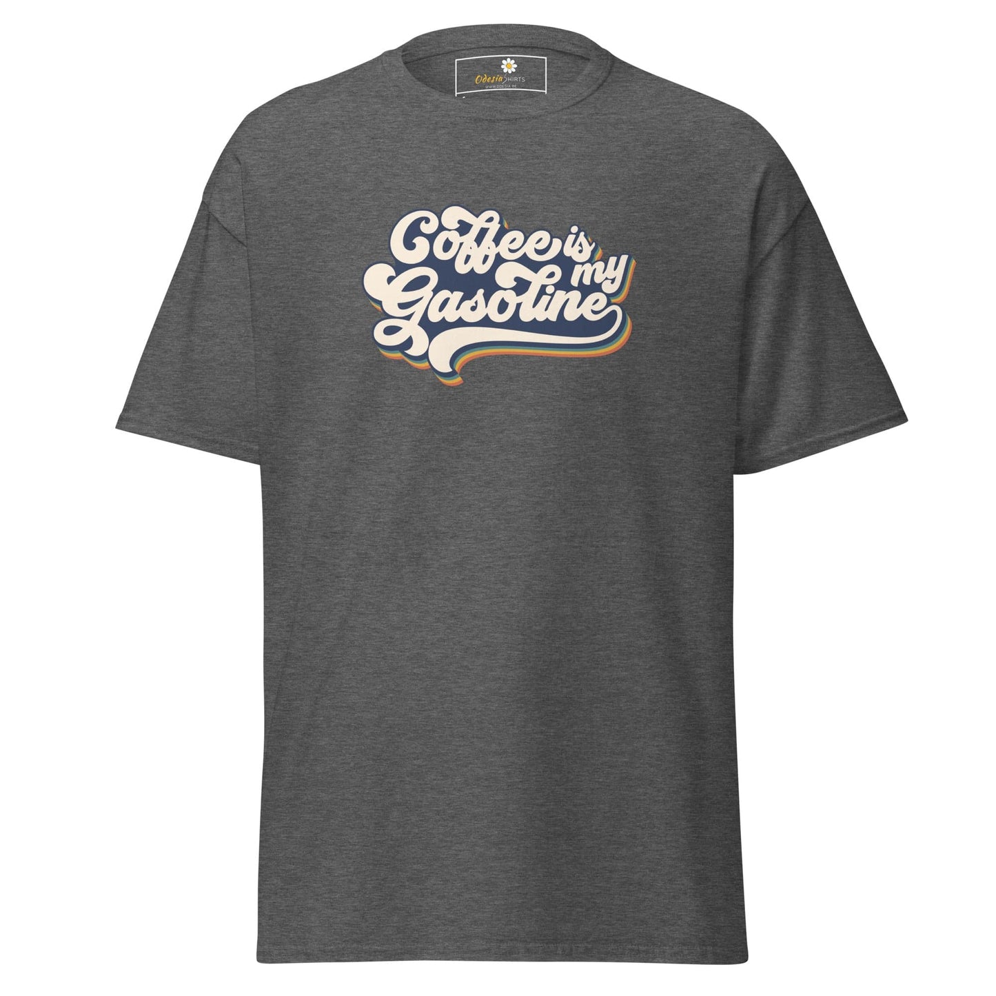 Unisex classic t-shirt - TEXT COFFEE IS MY GASEOLINE - REGULAR - Dark Heather / S