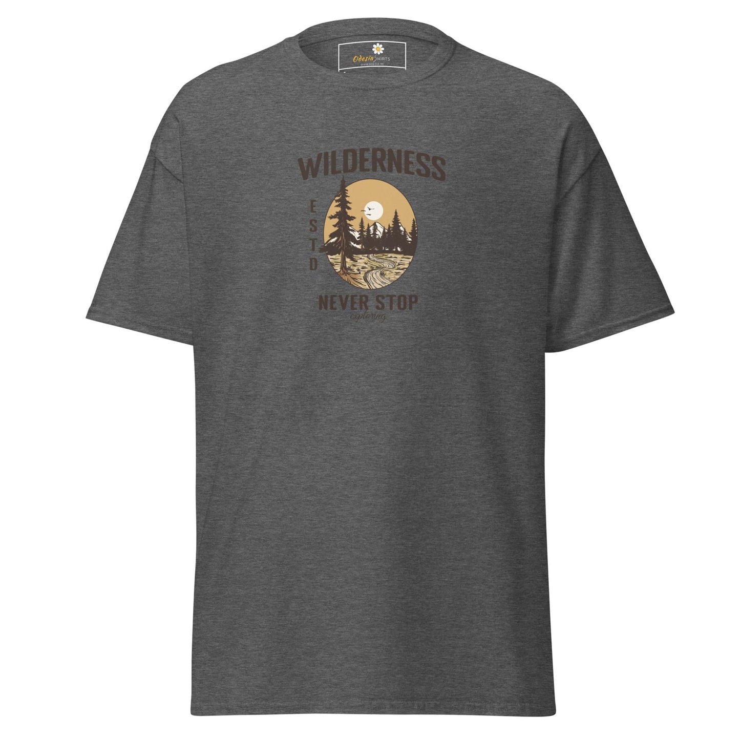 Unisex classic t-shirt - NATURE WILDERNESS NEVER STOP - REGULAR - Dark Heather / S