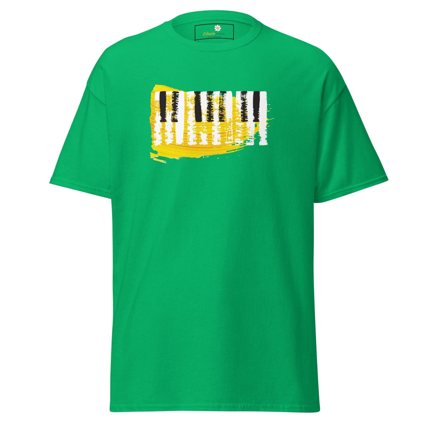 Green T-shirt with piano key design featured in T-SHIRT DESIGN TEE for Men and Women