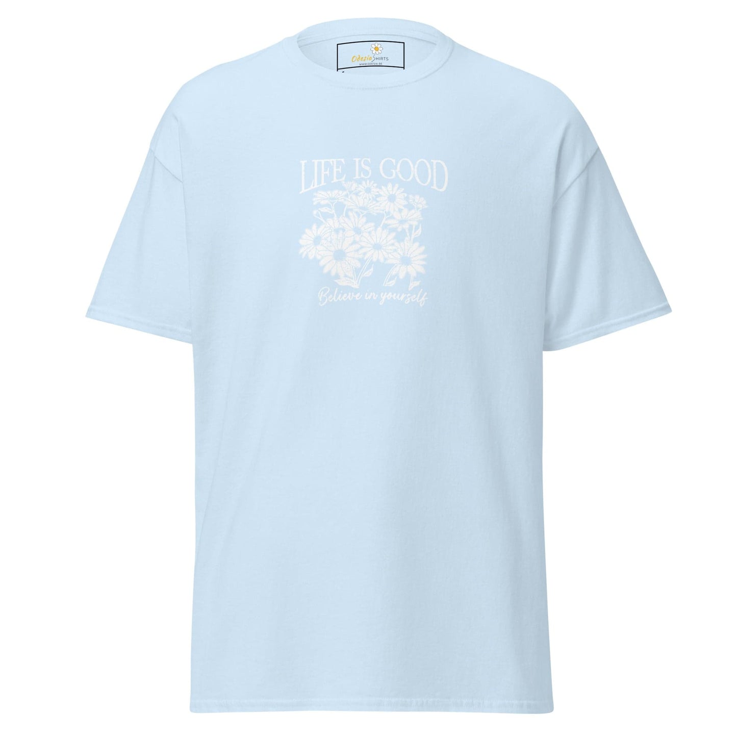 Unisex classic t-shirt - POSITIVE LIFE IS GOOD - REGULAR - Light Blue / S