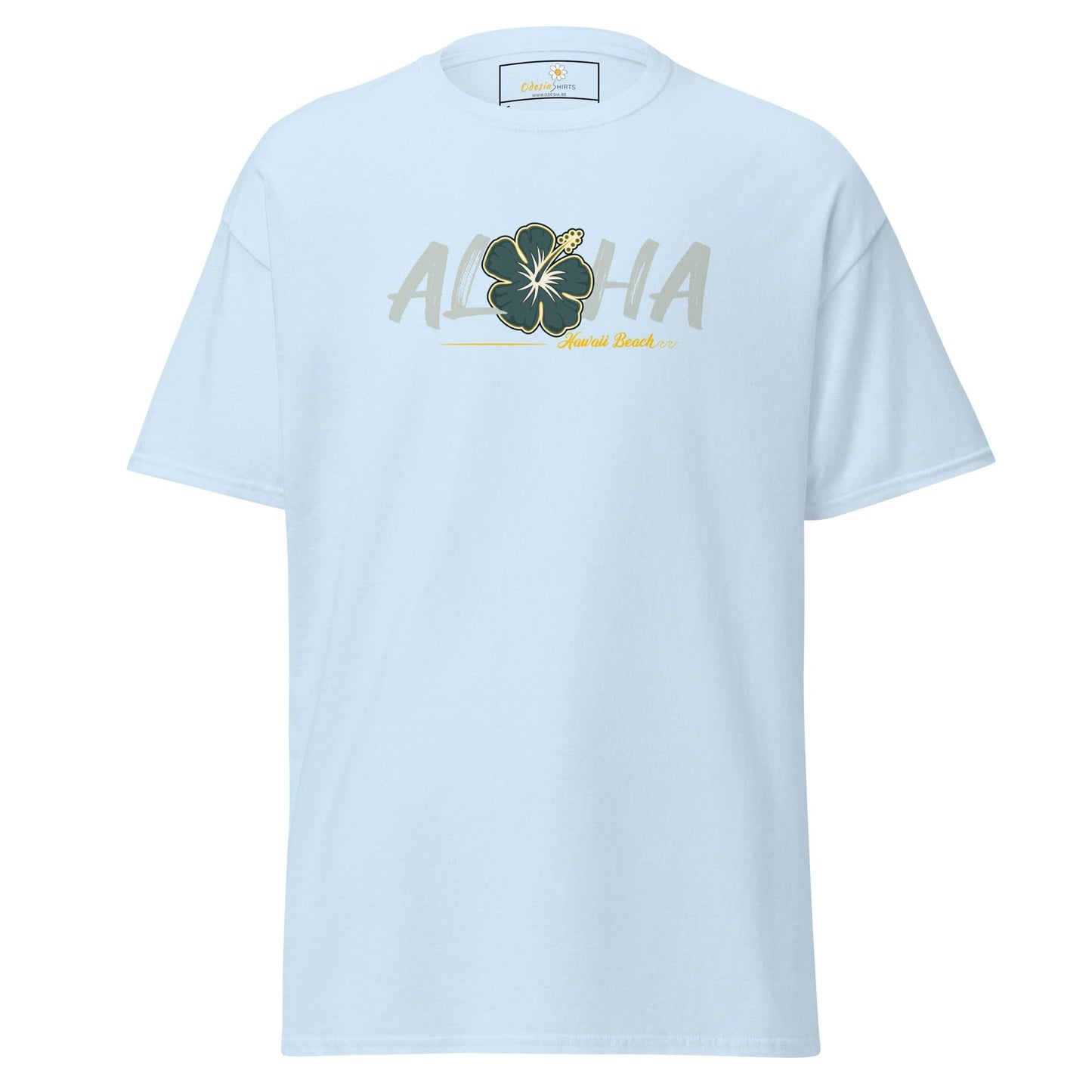 Light blue T-shirt with floral design from T-SHIRT DESIGN TEE for Men and Women
