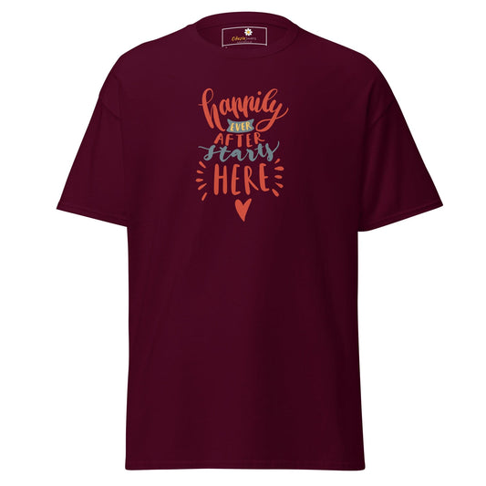 Unisex classic t-shirt - TEXT HAPPILY EVER AFTER - REGULAR - Maroon / S