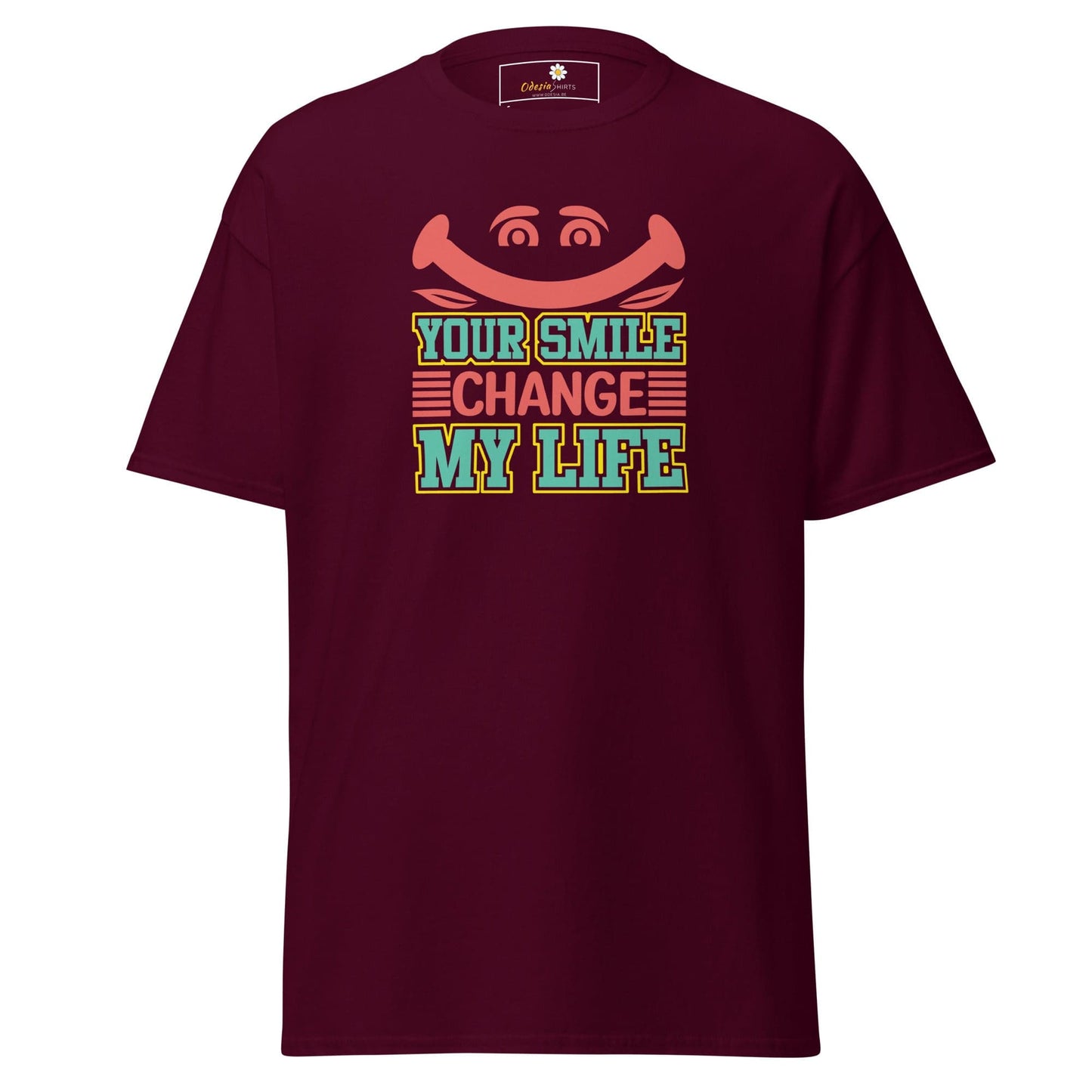 Unisex classic t-shirt - TEXT YOUR SMILE CHANGE - REGULAR - Maroon / S