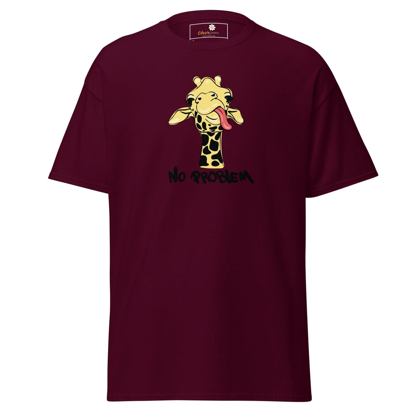 Unisex classic t-shirt - FUN GIRAF NO PROBLEM - REGULAR - Maroon / S