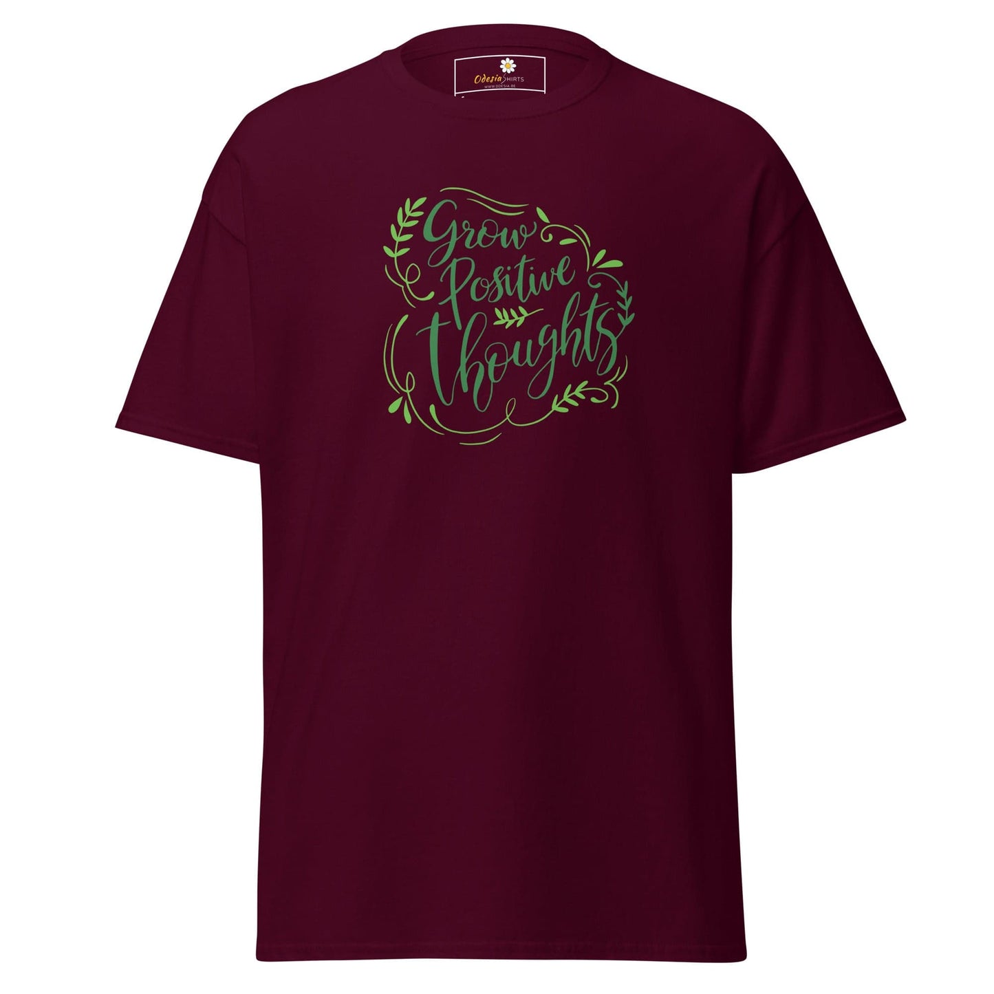Unisex classic t-shirt - TEXT POSITIVE GROW THOUGHTS - REGULAR - Maroon / S