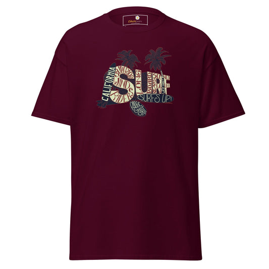 Unisex classic t-shirt - SUMMER SURF CALIFORNIA - REGULAR - Maroon / S