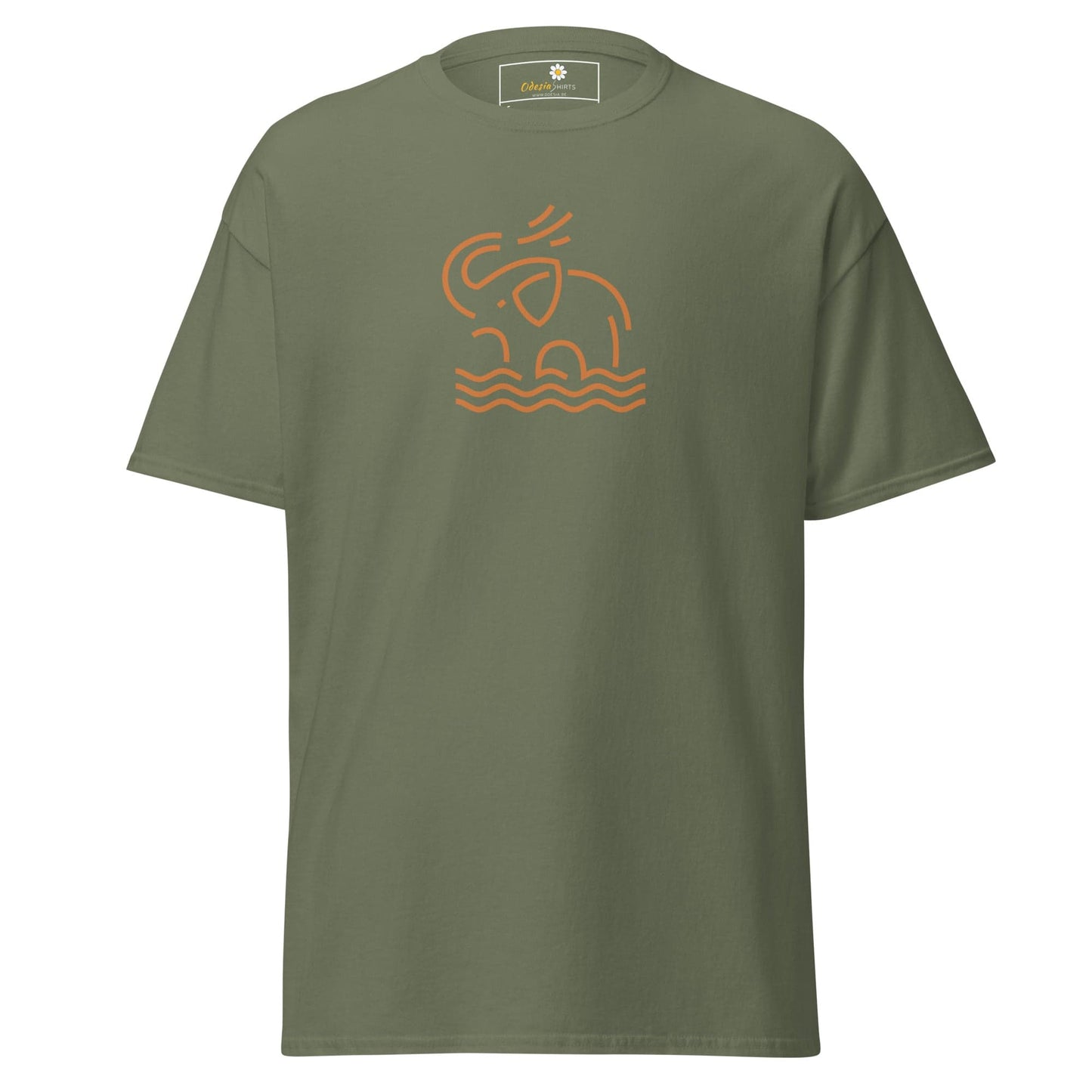 Unisex classic t-shirt - WILD LIFE ELEPHANT ORANGE - REGULAR - Military Green / S