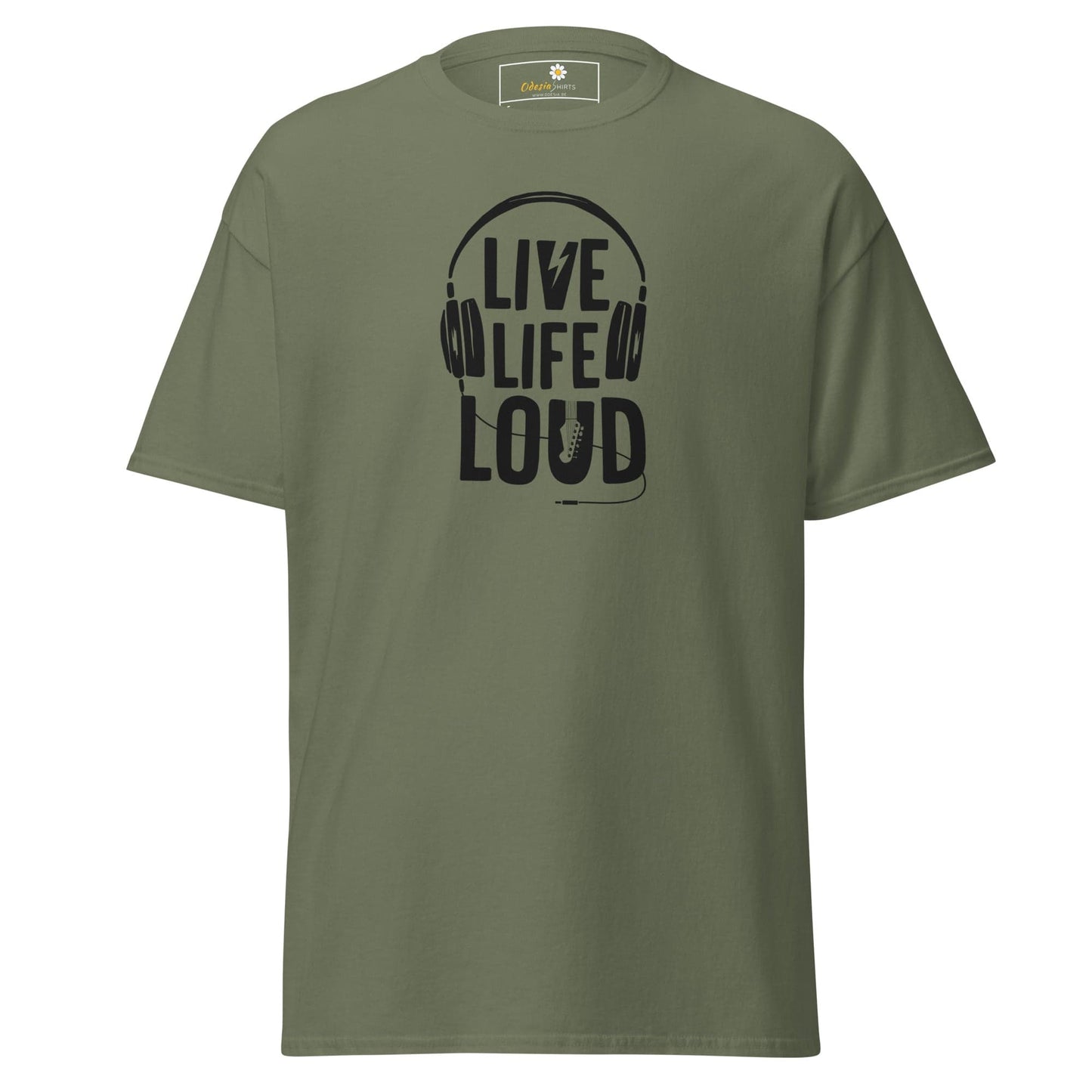 Unisex classic t-shirt - MUSIC LIVE LIFE LOUD - REGULAR - Military Green / S