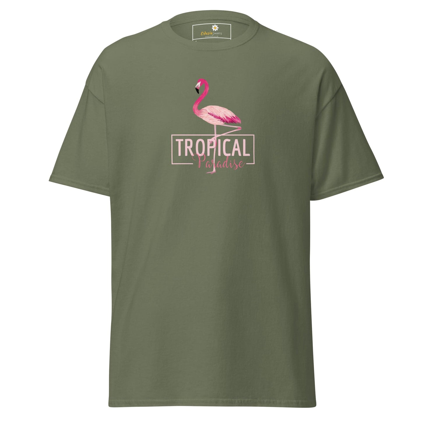 Unisex classic t-shirt - WILD LIFE PARADISE FLAMINGO - REGULAR - Military Green / S