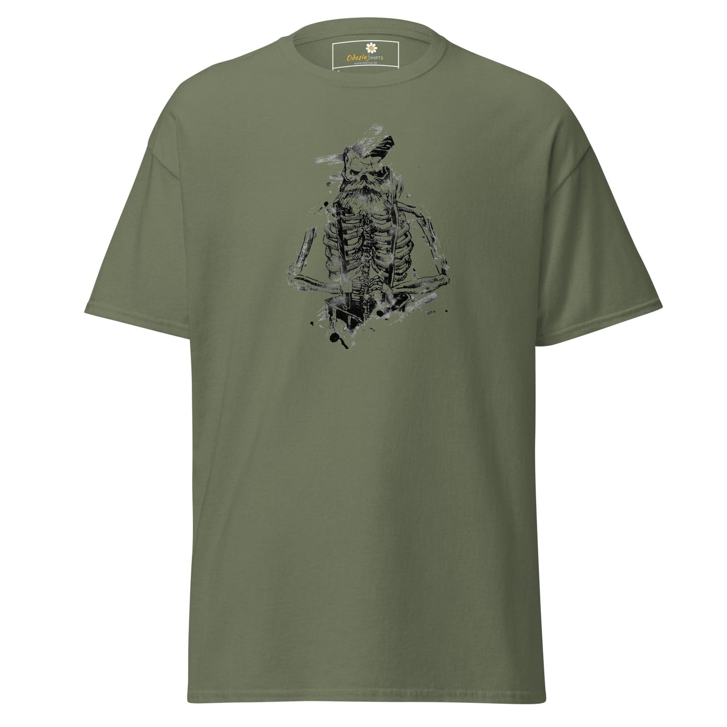 Unisex classic t-shirt - SKULL OLD GUY - REGULAR - Military Green / S