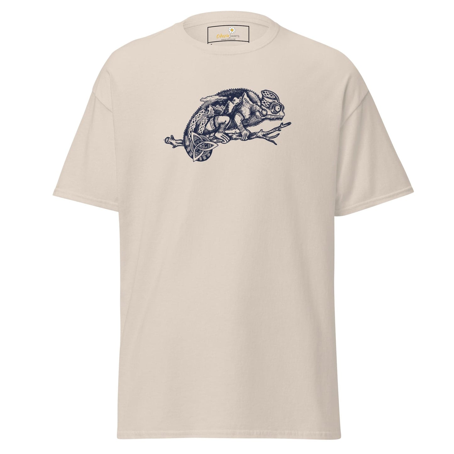 Beige T-shirt with chameleon graphic from T-SHIRT DESIGN TEE for Men and Women
