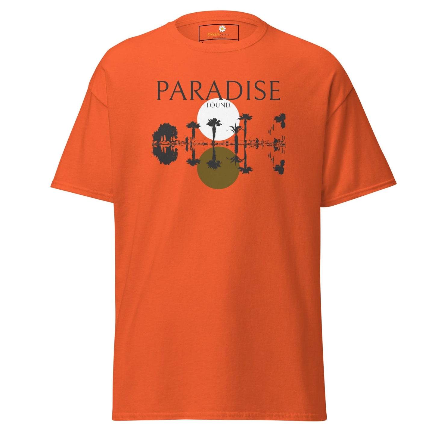 Orange T-Shirt with Tropical Graphic for Men and Women in Sizes S to XL
