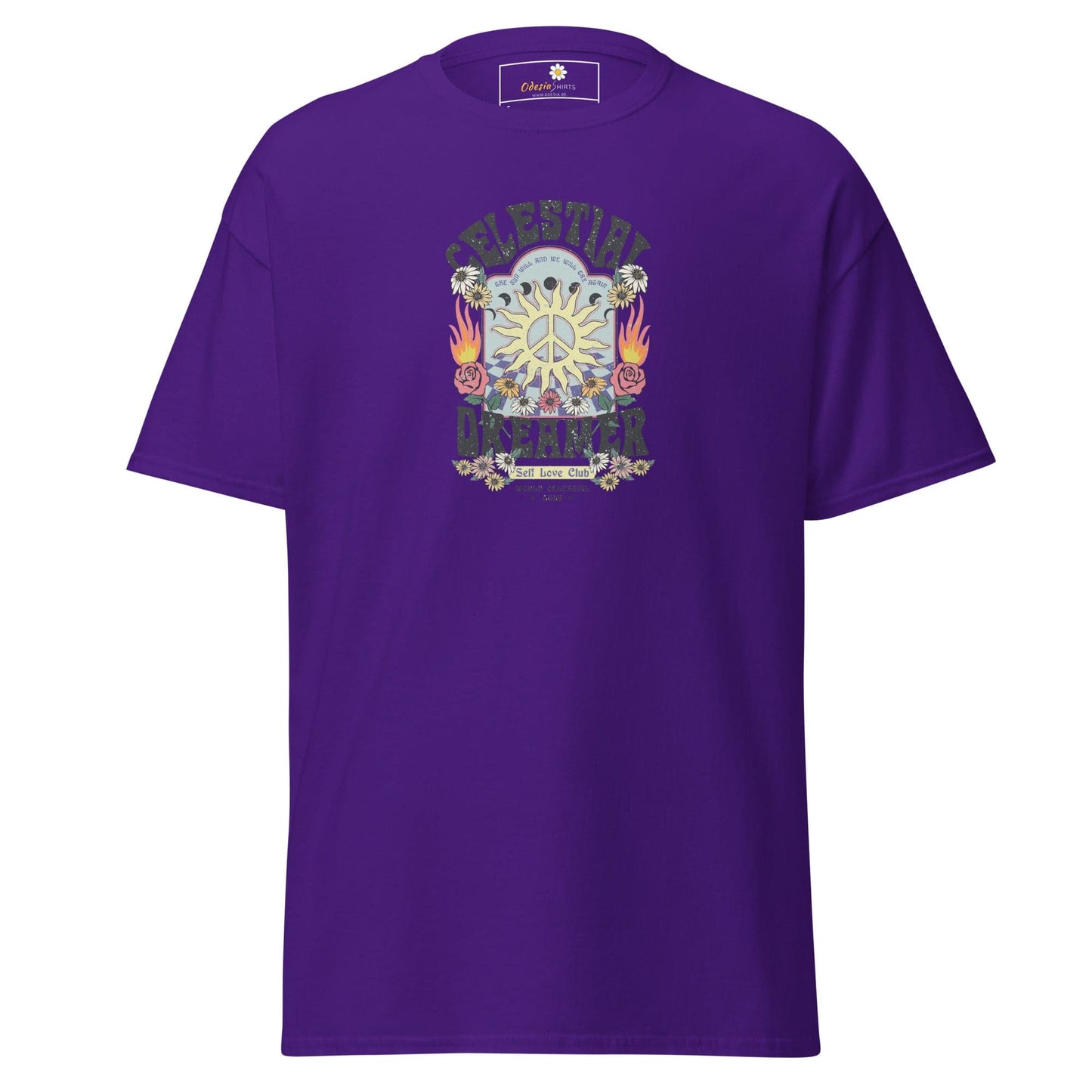 Unisex classic t-shirt - NATURE CELESTIAL FLOWERS - REGULAR - Purple / S
