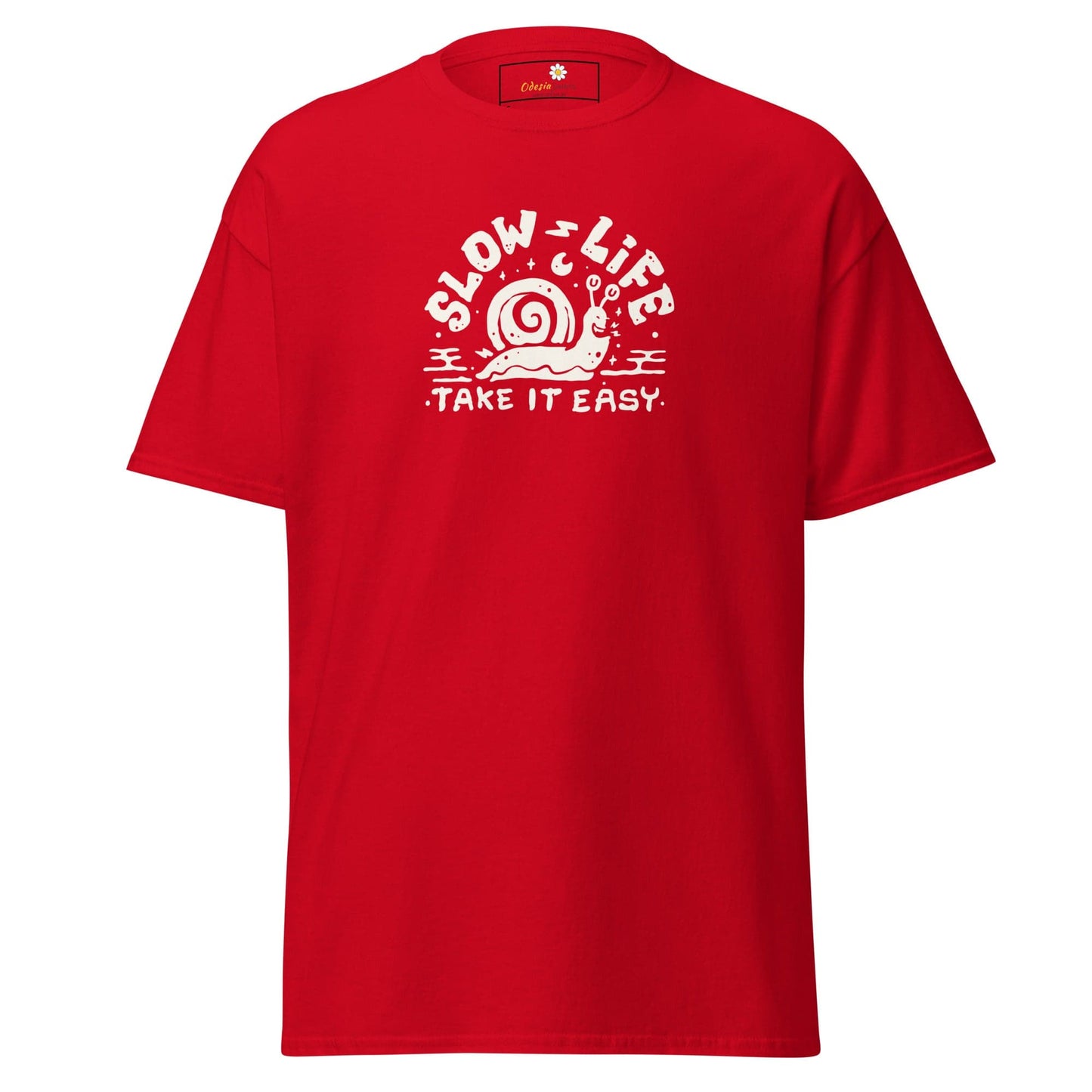 Unisex classic t-shirt - FUN SLOW LIFE EASY - REGULAR - Red / S