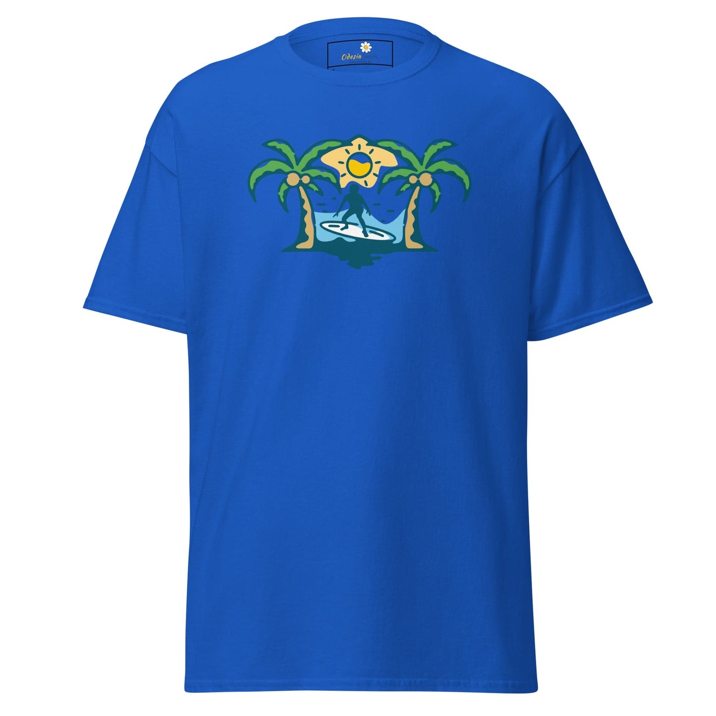 Blue T-shirt with surfer graphic from T-SHIRT DESIGN TEE for Men and Women S-XL