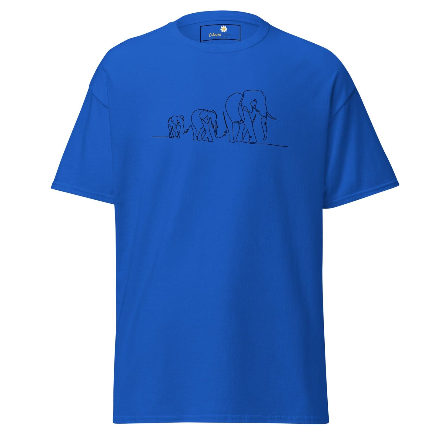 Unisex classic t-shirt - WILD LIFE ELEPHANTS IN LINE - REGULAR - Royal / S