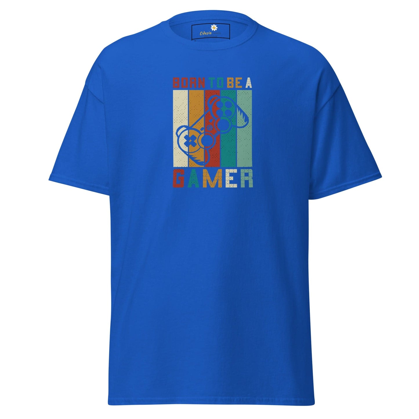 Blue T-shirt with gamer design displayed in T-SHIRT DESIGN TEE for Men and Women