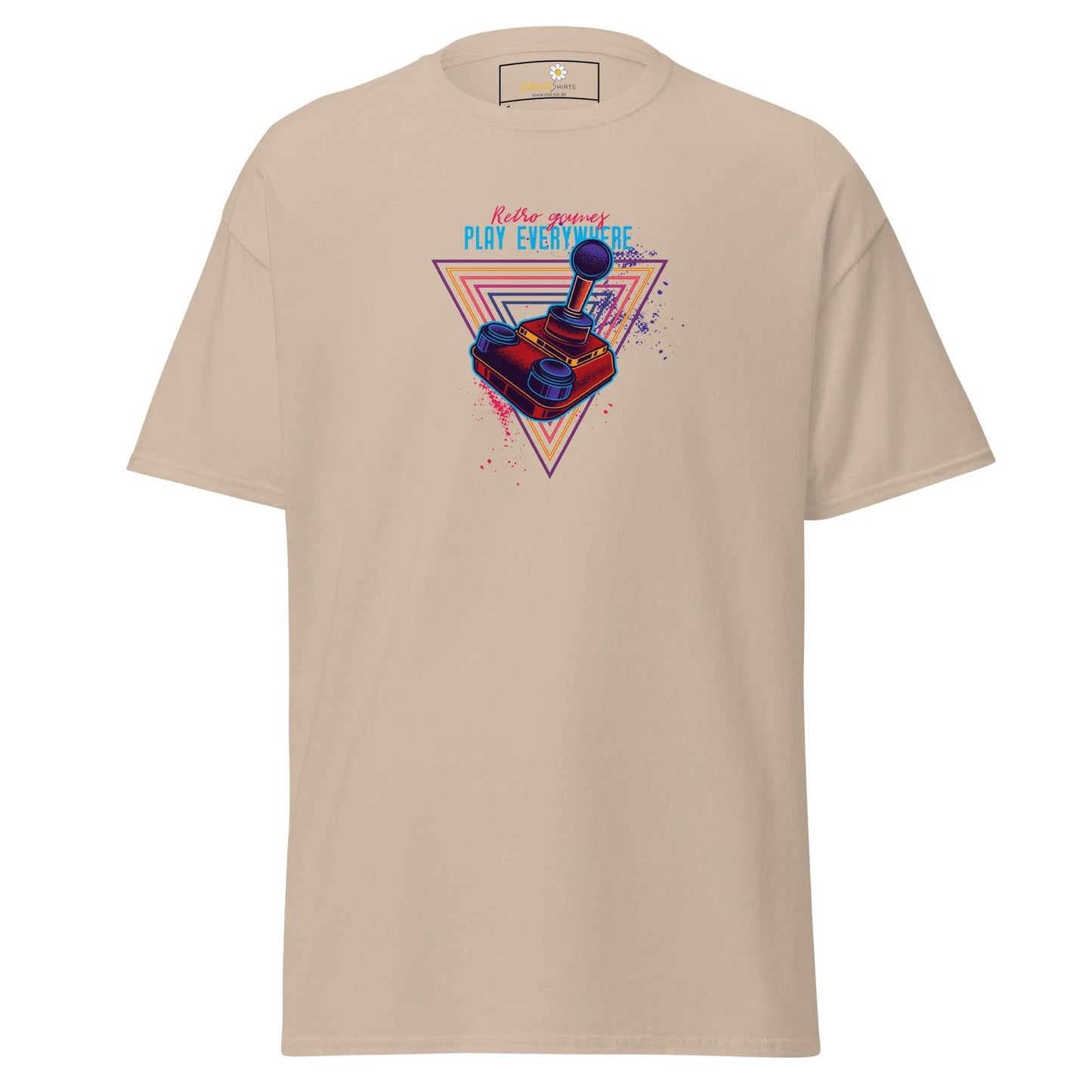 Beige T-shirt with retro gaming design for Men and Women in sizes S to XL