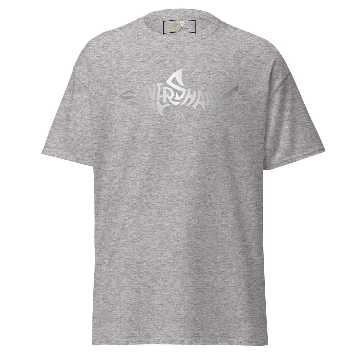Gray T-shirt with shark design from T-SHIRT DESIGN TEE for Men and Women in S to XL