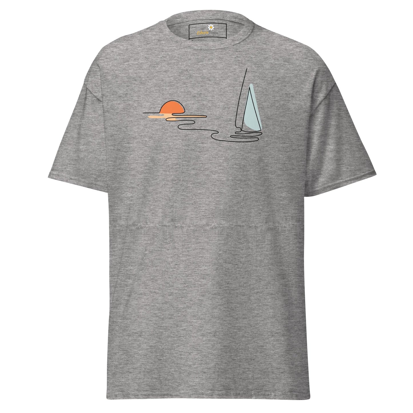Unisex classic t-shirt - DRAWING LINE SUNSET BOAT - REGULAR - Sport Grey / S