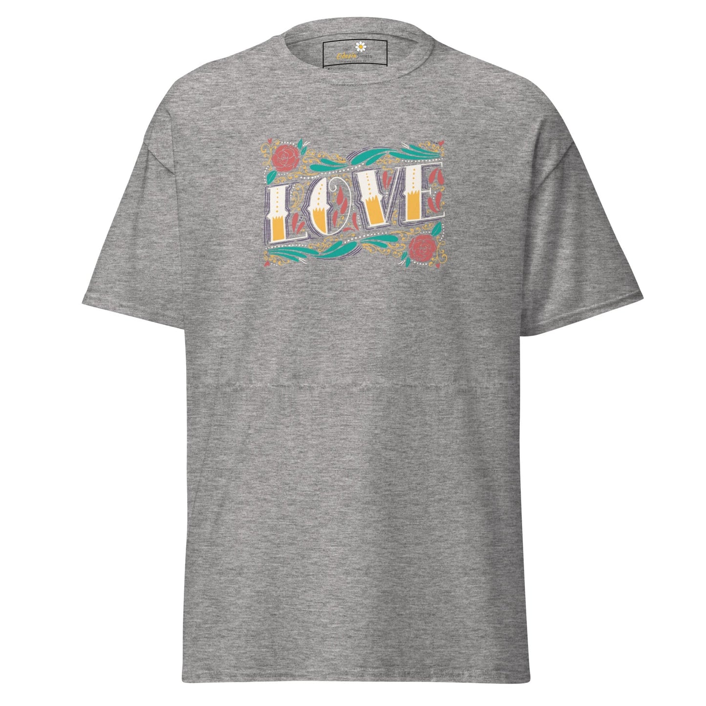 Unisex classic t-shirt - TEXT LOVE FLOWERS - REGULAR - Sport Grey / S