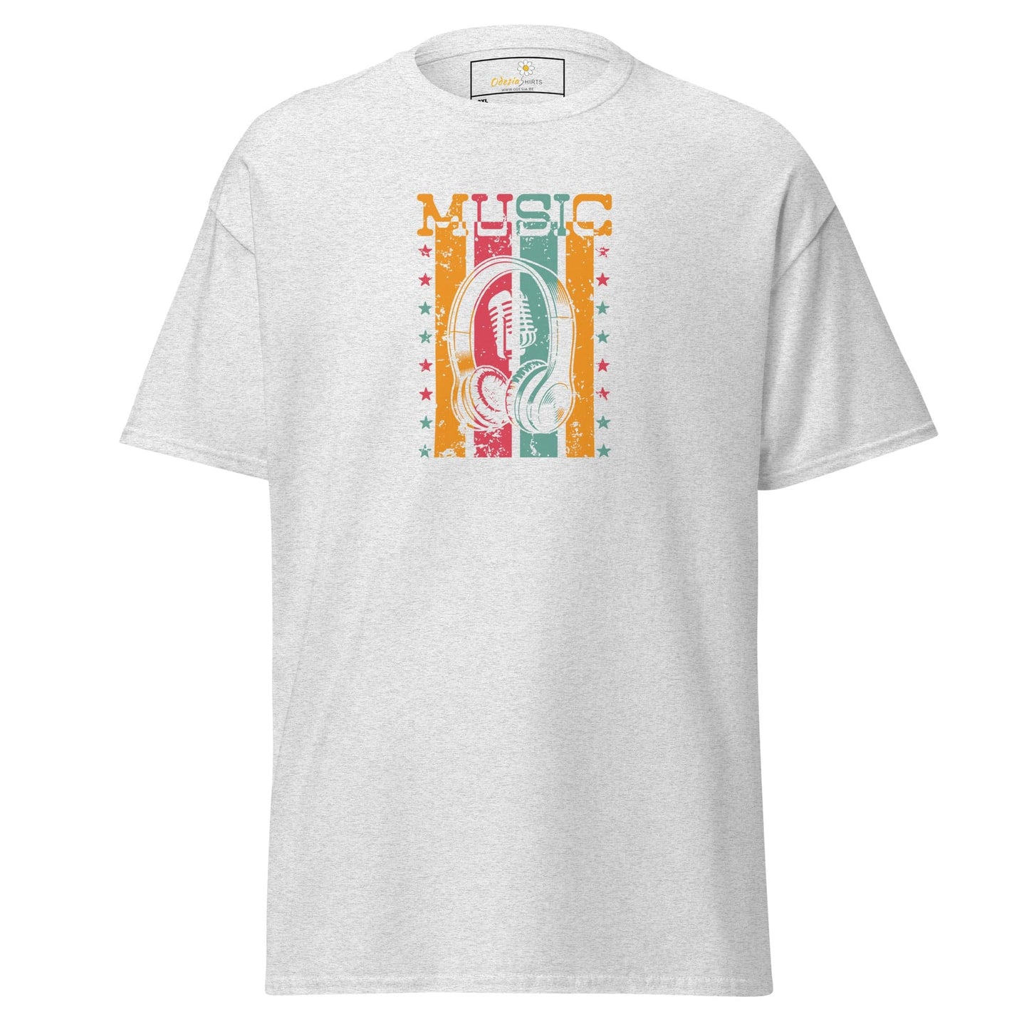 White T-shirt with music graphic for Men and Women in sizes 2XL to 5XL
