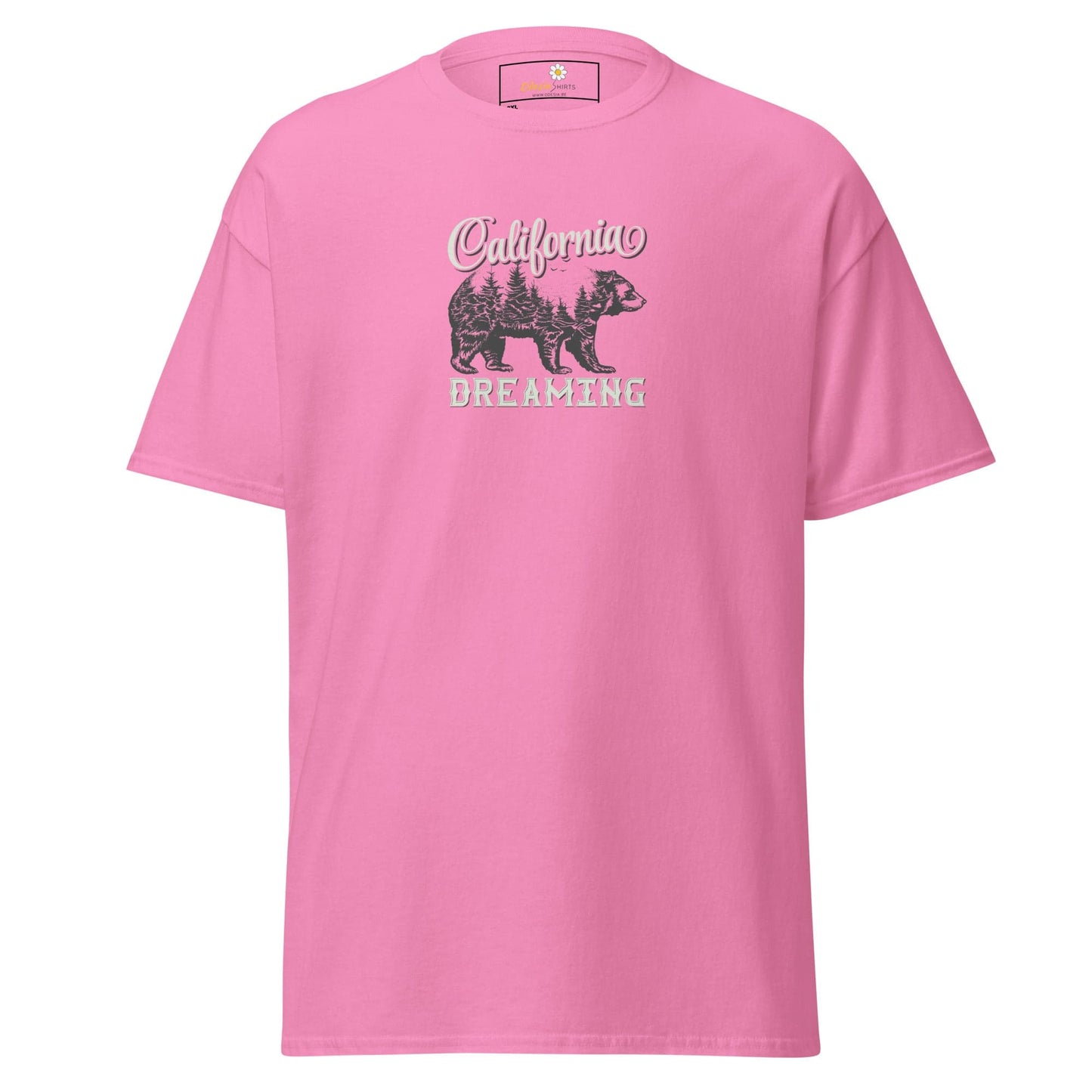 Pink T-shirt with bear graphic for Men and Women in size 2XL to 5XL