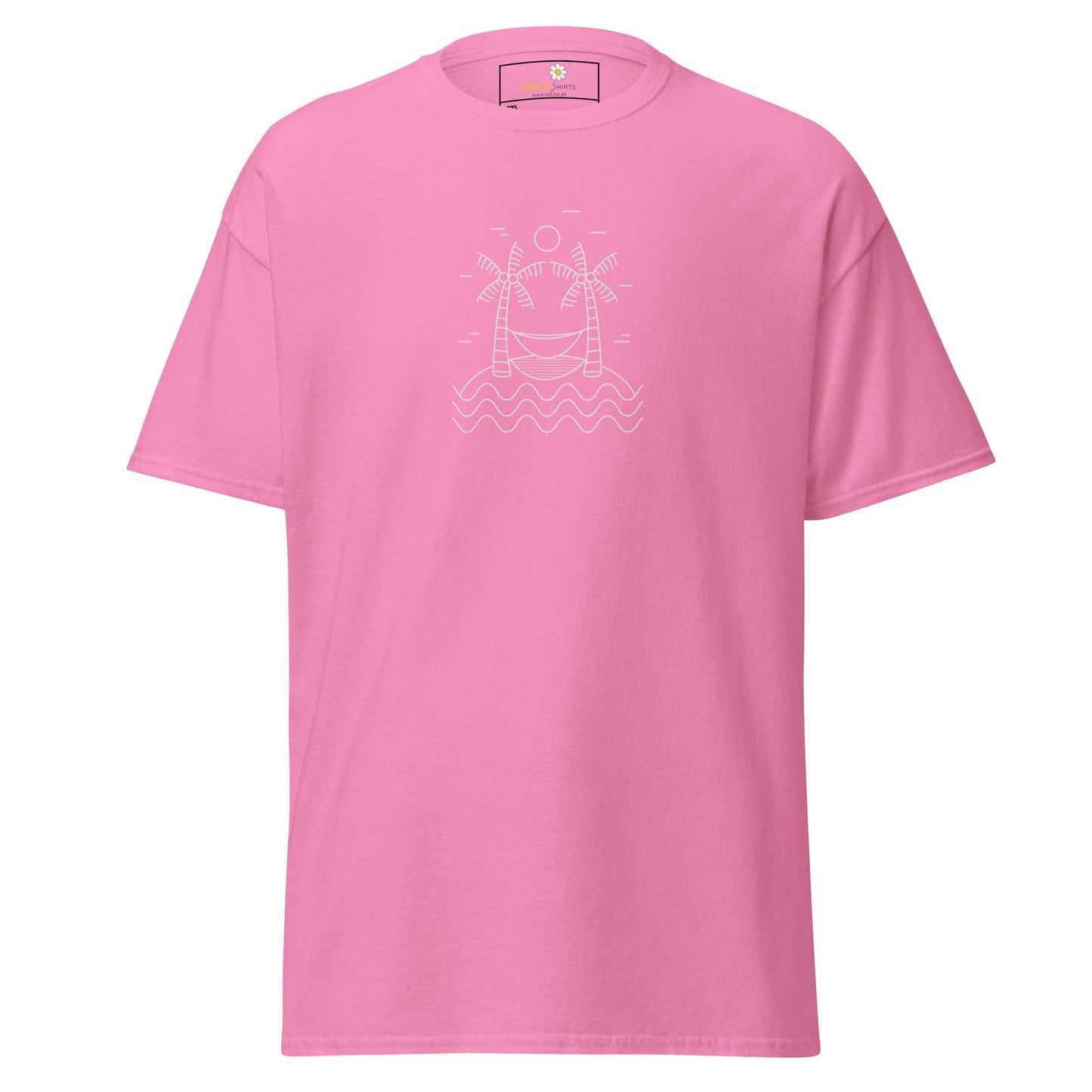 Pink T-Shirt with Beach Design for Men and Women in 2XL to 5XL sizes
