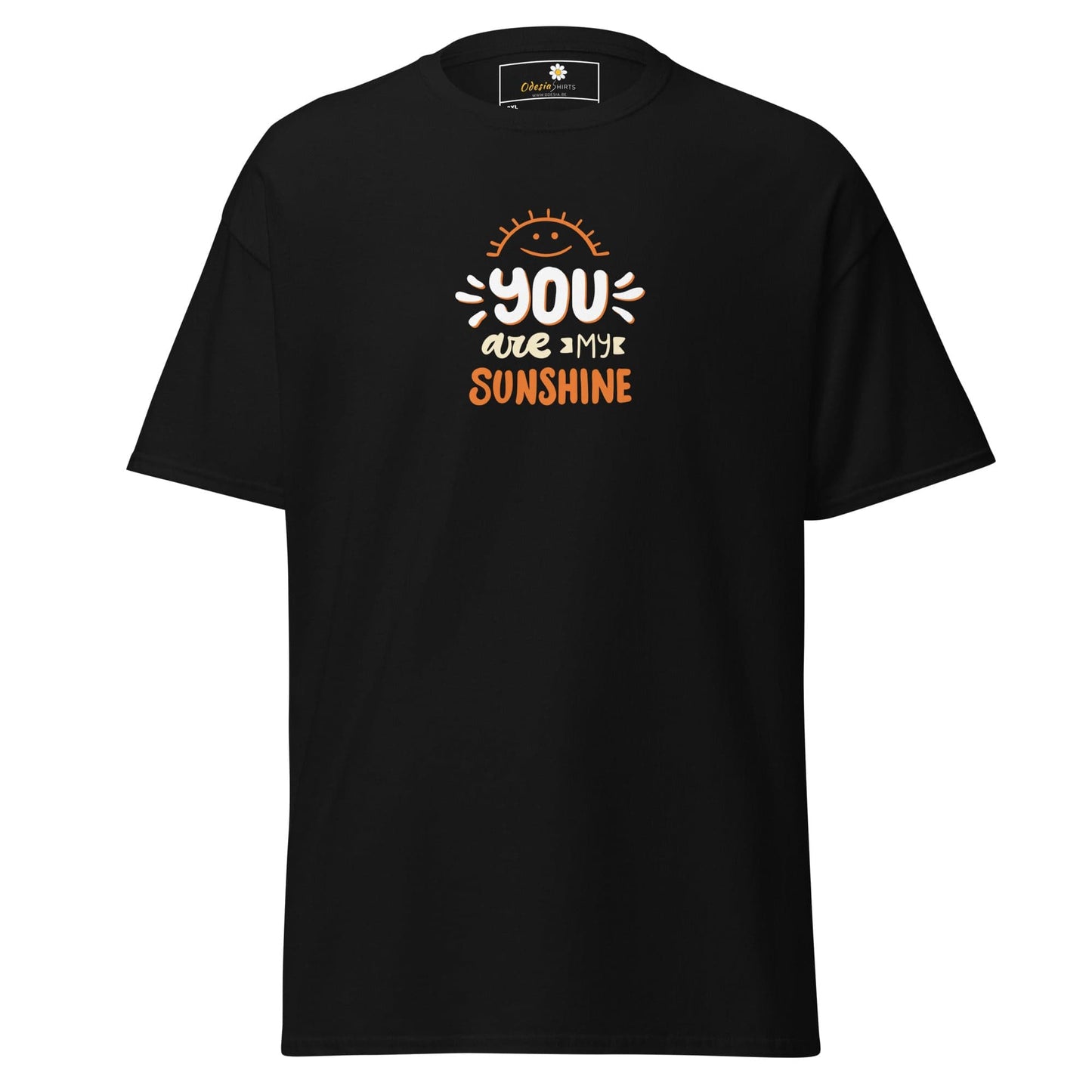 Black T-shirt with You Are My Sunshine graphic from T-SHIRT DESIGN TEE for Men and Women