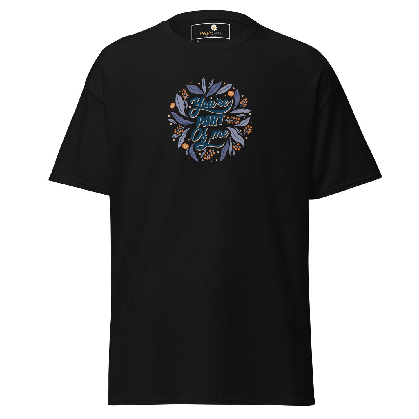 Black T-shirt with floral design available in men’s and women’s sizes from 2XL to 5XL