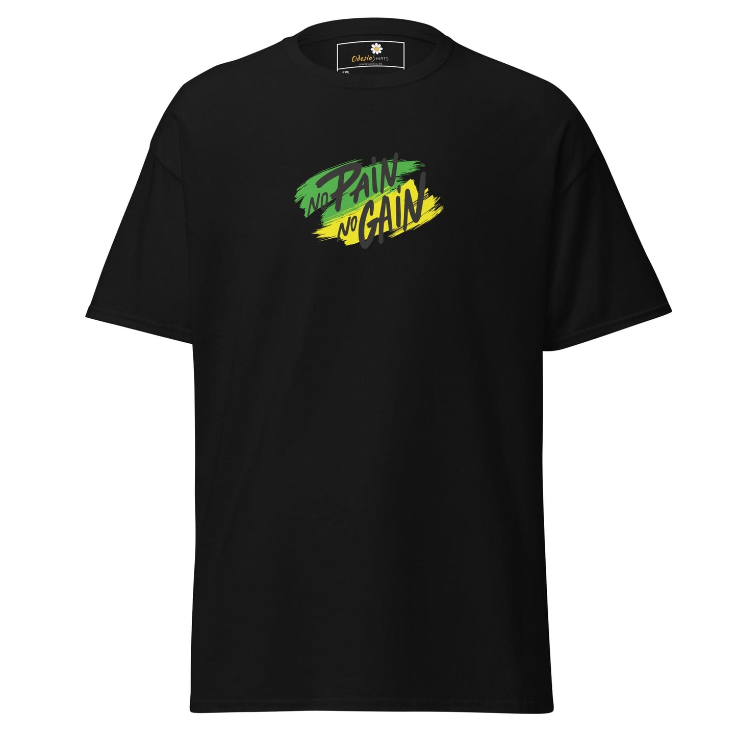 Black T-shirt with No Pain No Gain graphic for Men and Women sizes 2XL to 5XL