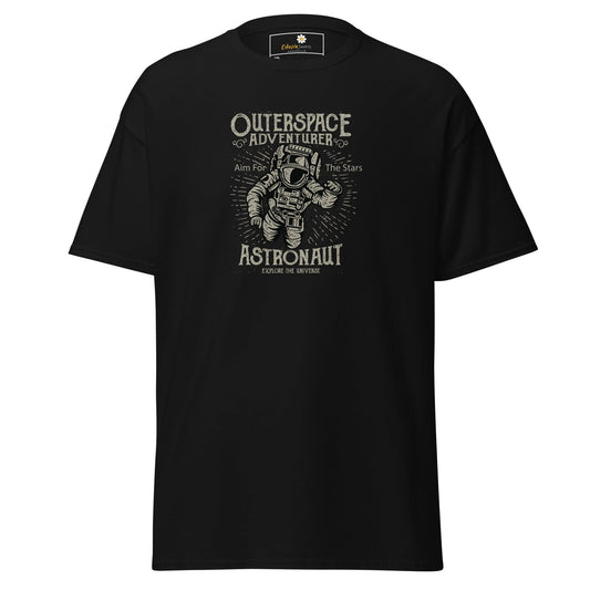 Black t-shirt with astronaut graphic.