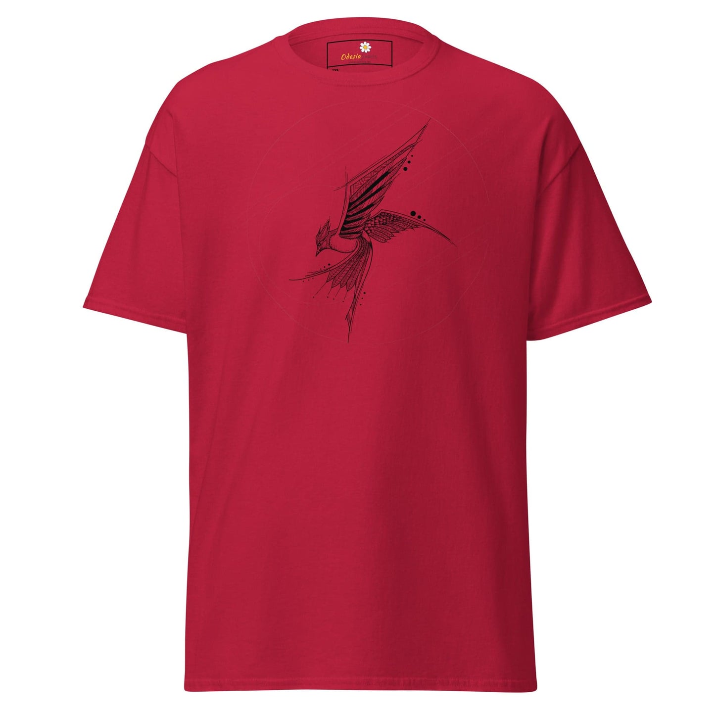 Red T-shirt featuring bird design from T-Shirt Design Tee for Men and Women in 2XL-5XL