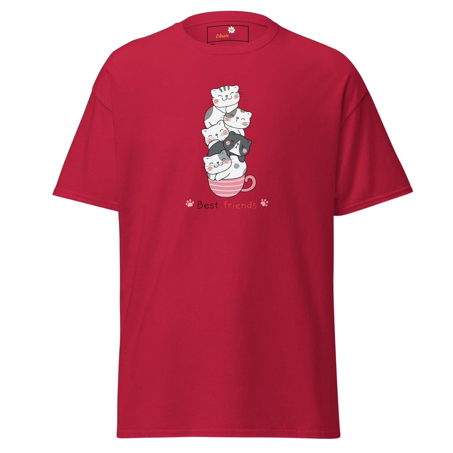 Red T-shirt with cat illustration from T-SHIRT DESIGN TEE for men and women in 2XL to 5XL sizes