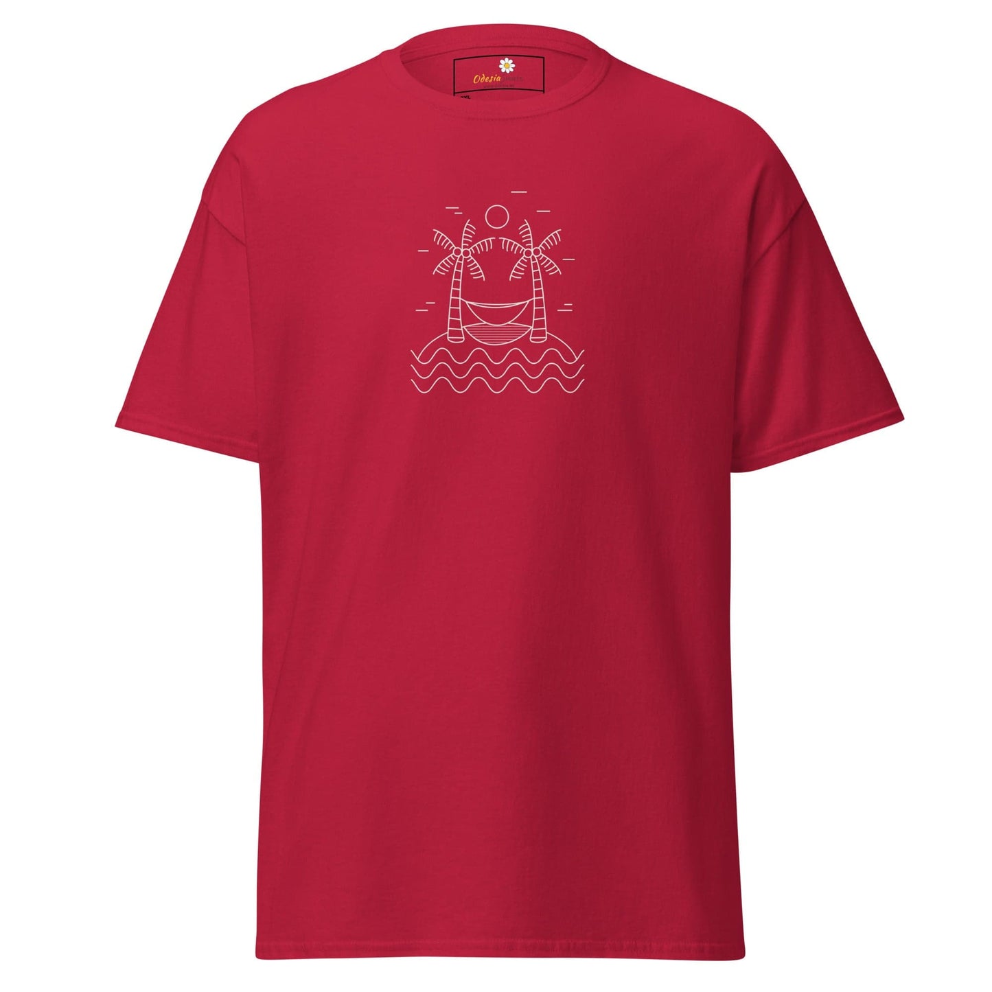 Red T-shirt with beach graphic for Men and Women in 2XL to 5XL sizes