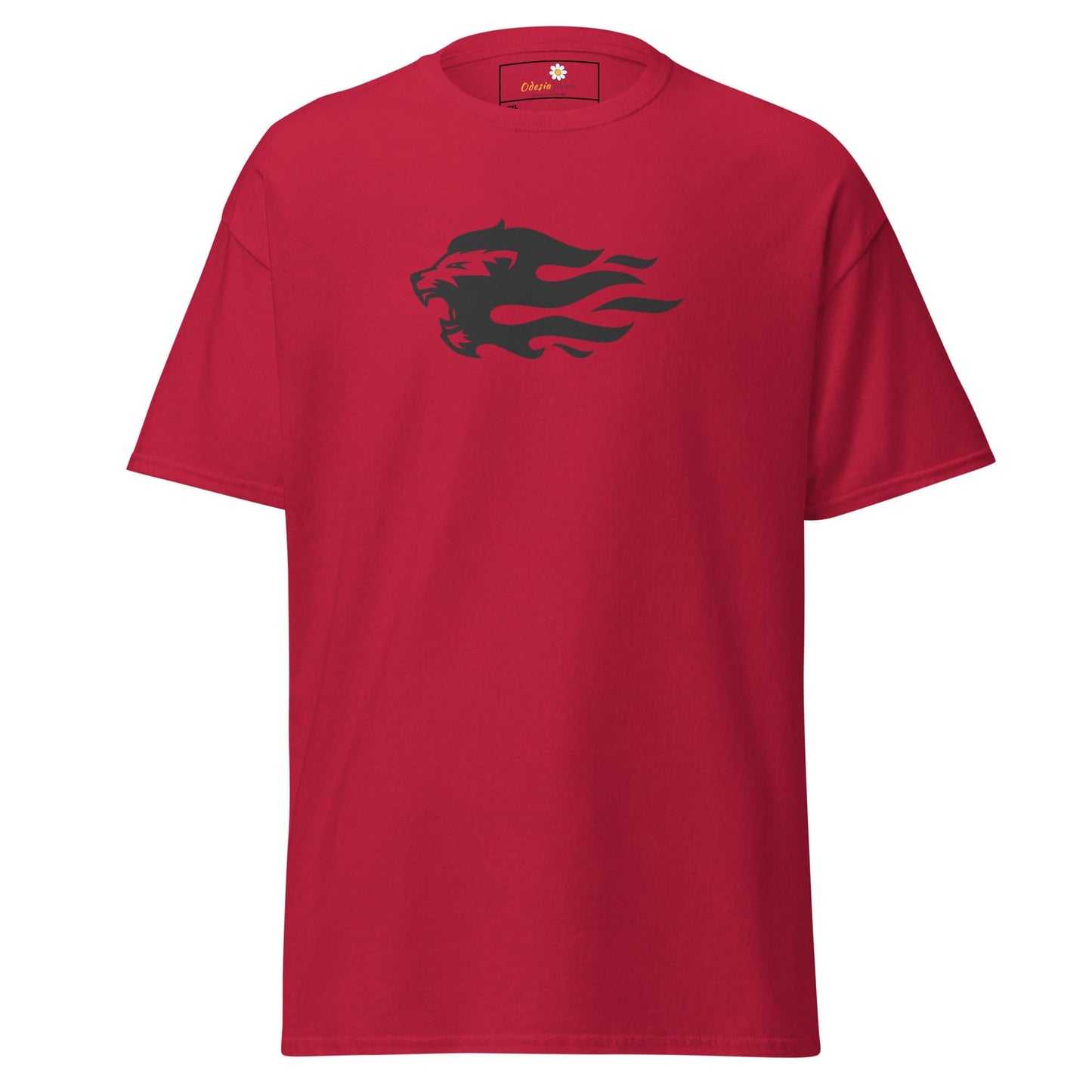 Red T-shirt with lion graphic from T-SHIRT DESIGN TEE for Men and Women in 2XL-5XL