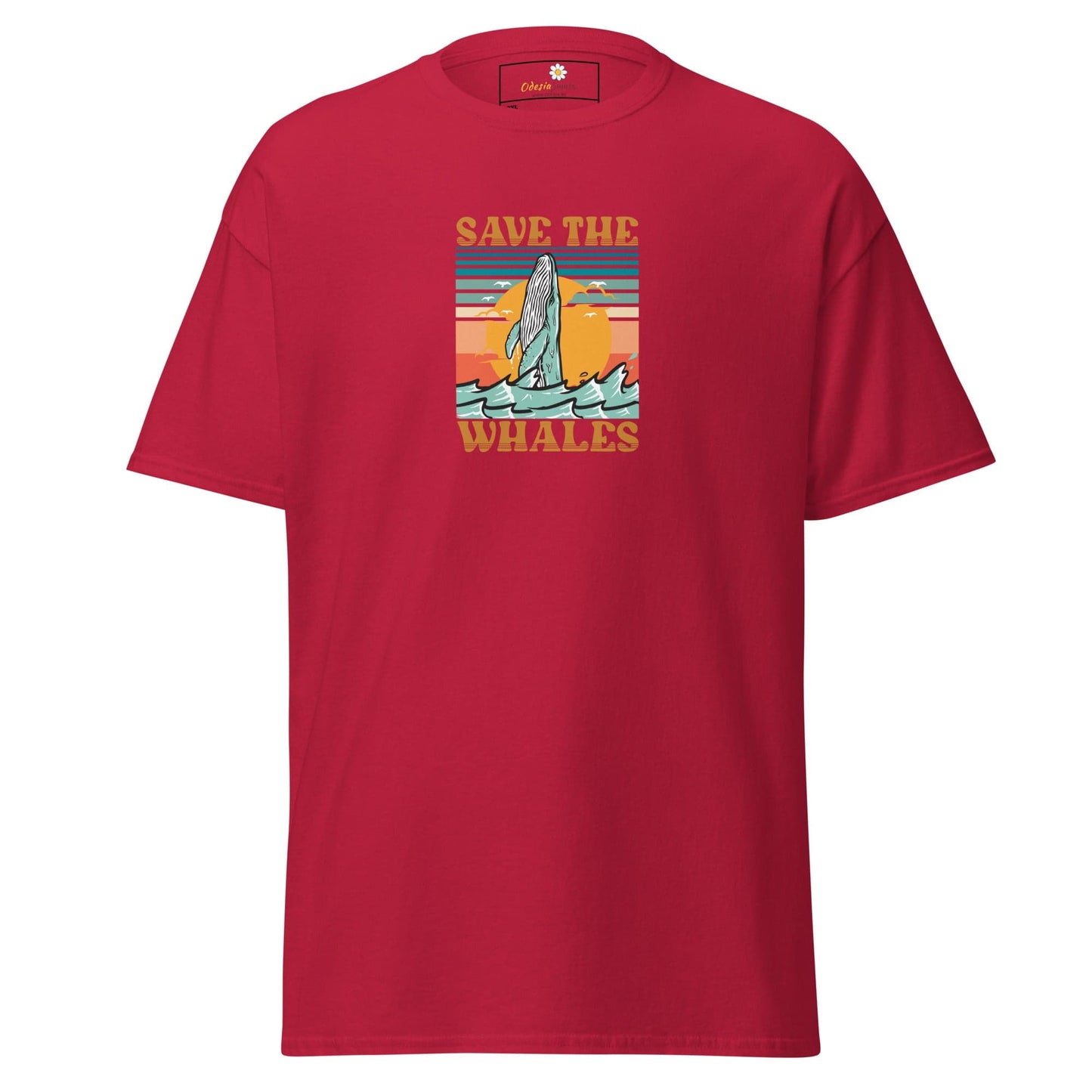 Red T-shirt with whale graphic from T-Shirt Design Tee for Men and Women in 2XL to 5XL