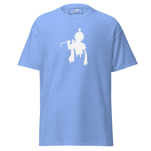 Light blue T-shirt with white Krishna graphic for men and women in sizes 2XL to 5XL