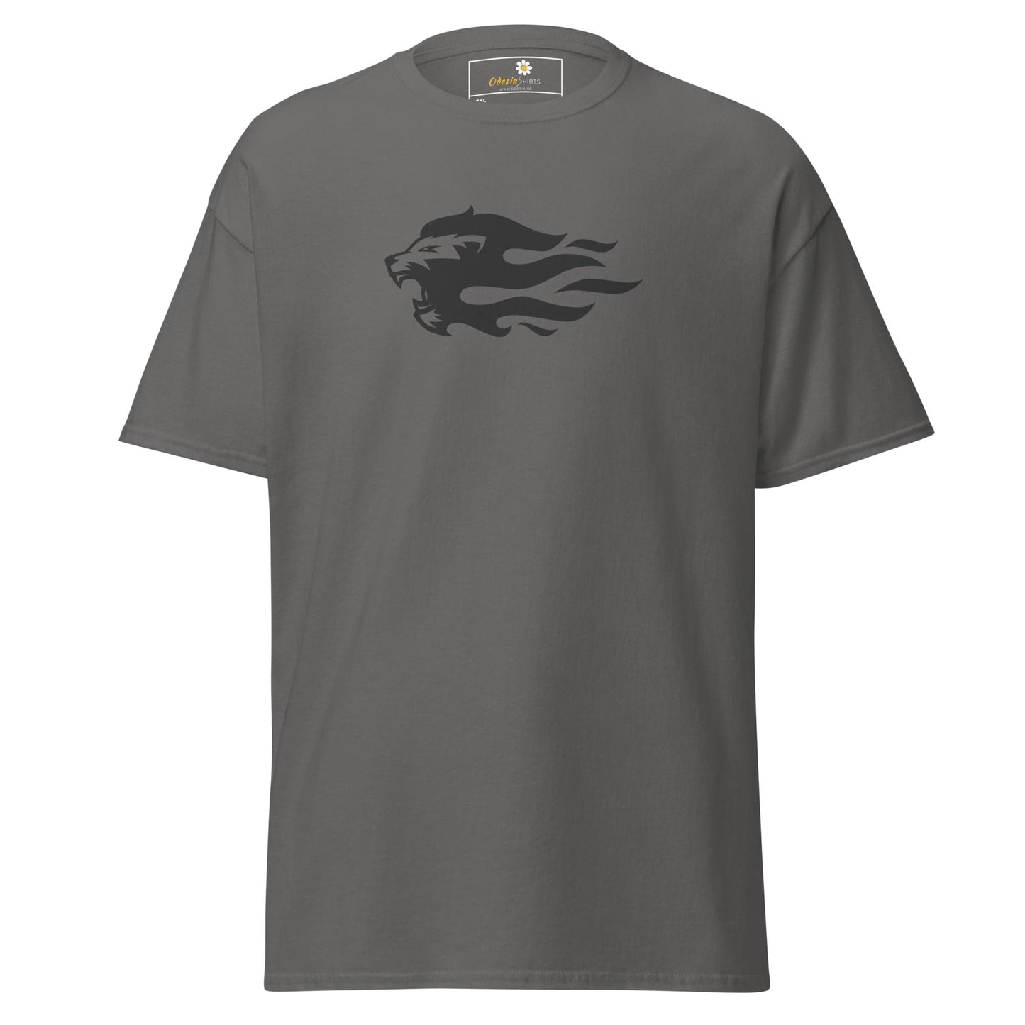 Gray T-shirt with a lion graphic from the T-SHIRT DESIGN TEE collection for men and women