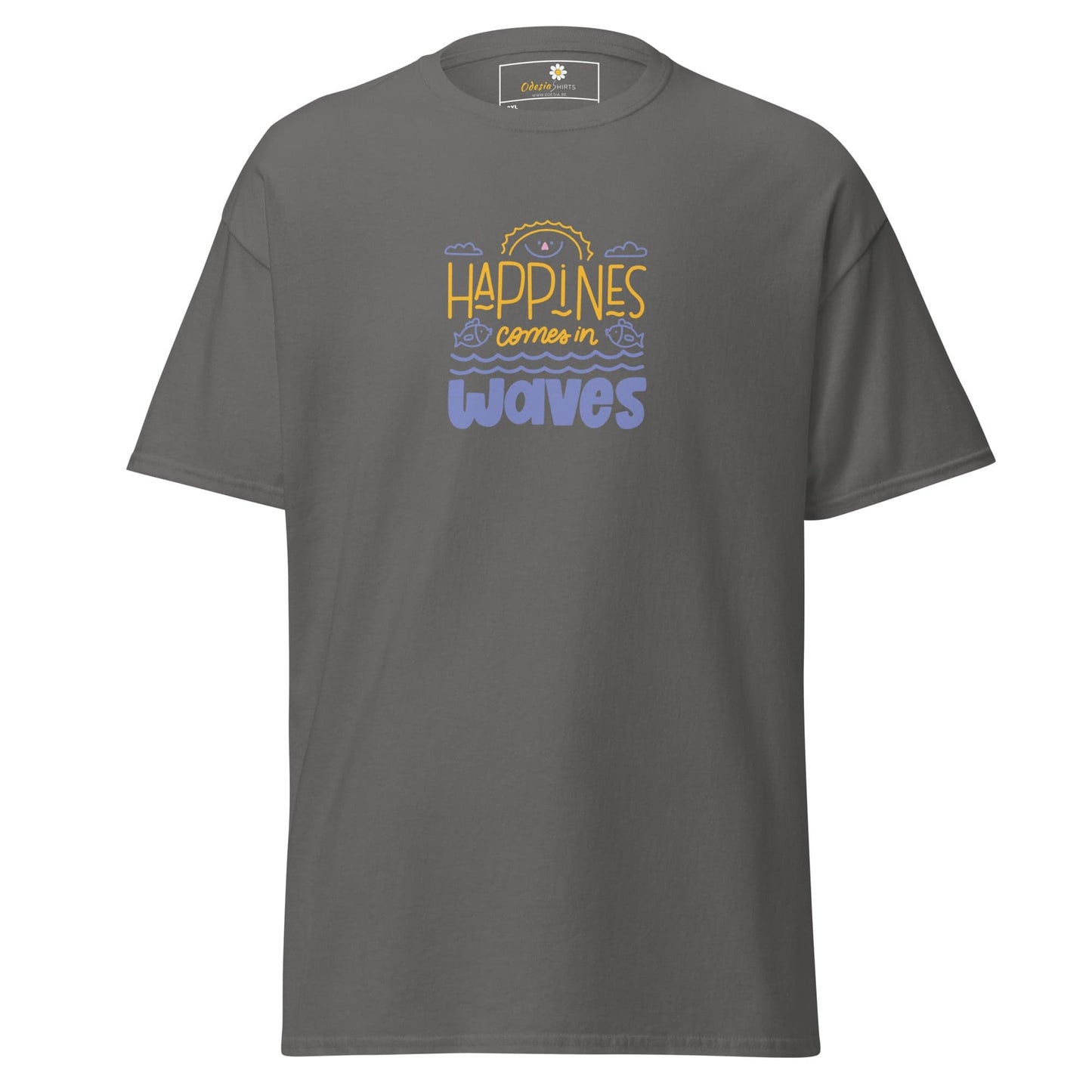 Gray T-shirt with beach-themed graphic for Men and Women in 2XL to 5XL sizes