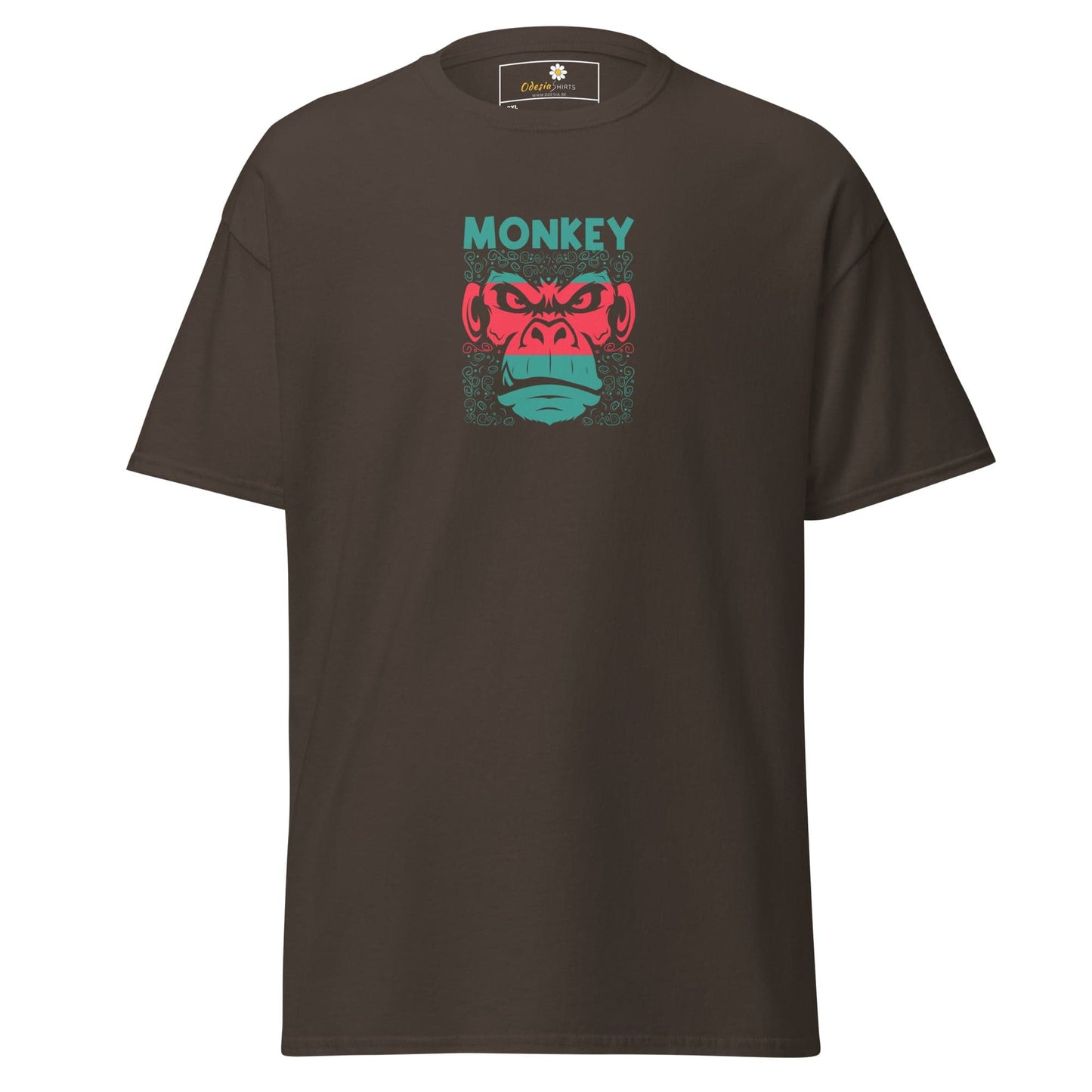 Brown T-shirt with monkey graphic for men and women in 2XL to 5XL sizes