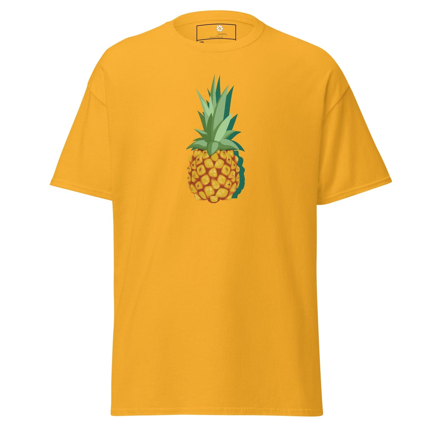 Yellow T-shirt with pineapple graphic from T-SHIRT DESIGN TEE for Men and Women in 2XL to 5XL
