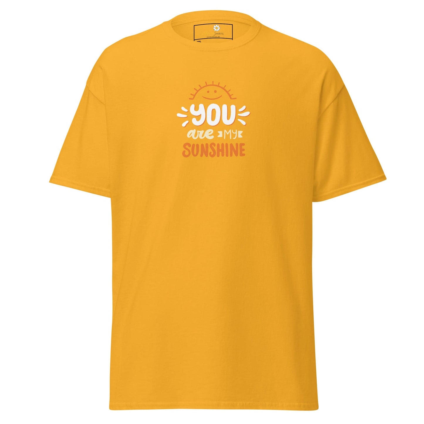Yellow t-shirt with sun graphic from T-SHIRT DESIGN TEE for Men and Women, 2XL to 5XL