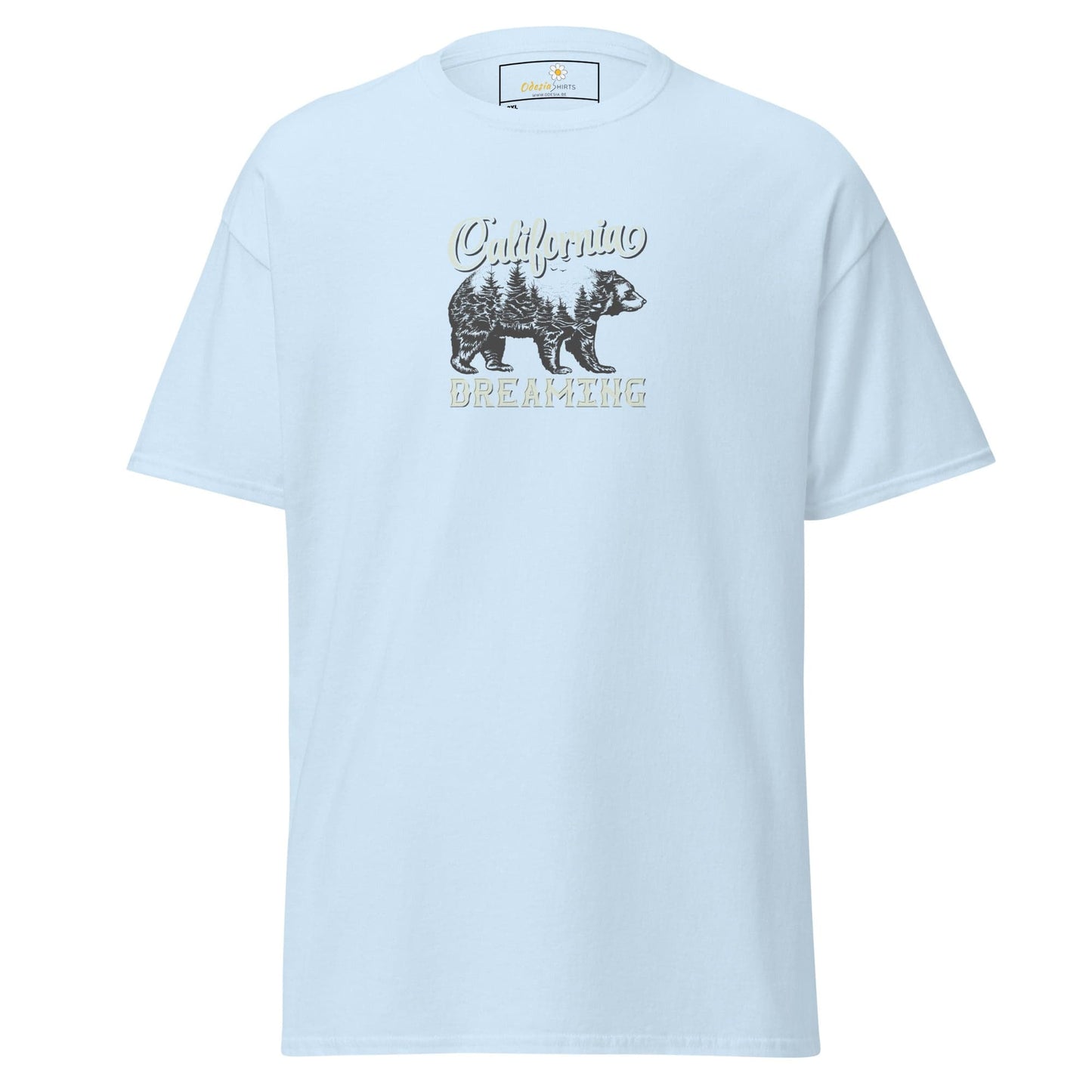 Light blue T-shirt with bear graphic from T-SHIRT DESIGN TEE for Men and Women, 2XL to 5XL