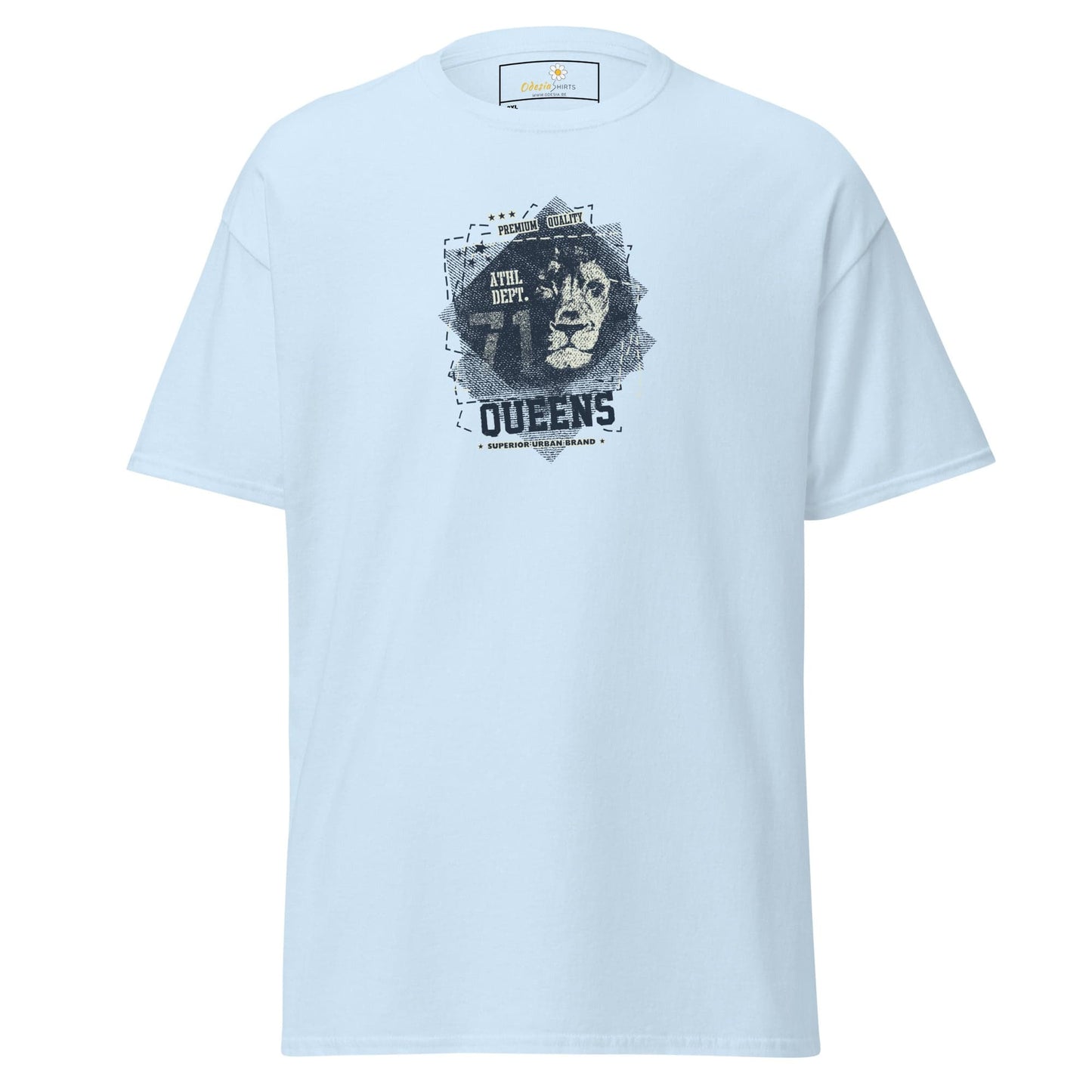 Light blue T-shirt with lion graphic for men and women in 2XL to 5XL sizes