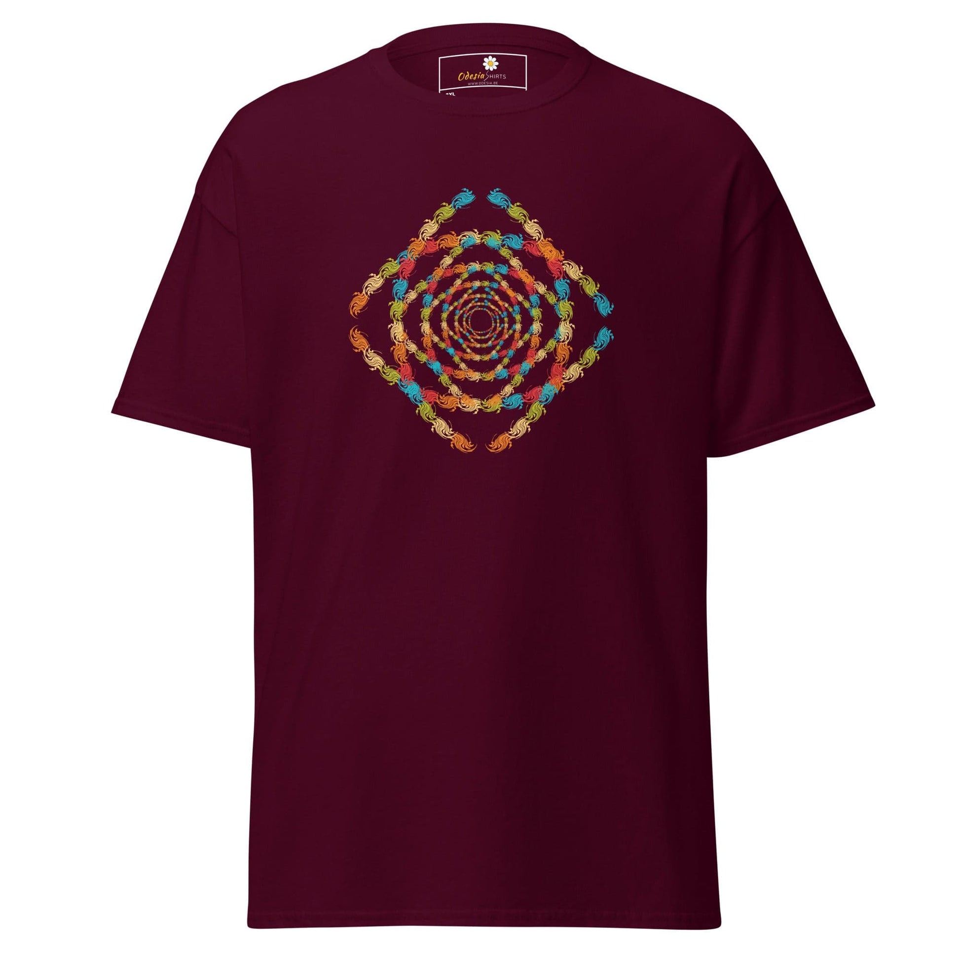 Maroon T-Shirt with colorful crab pattern for Men and Women in 2XL to 5XL sizes