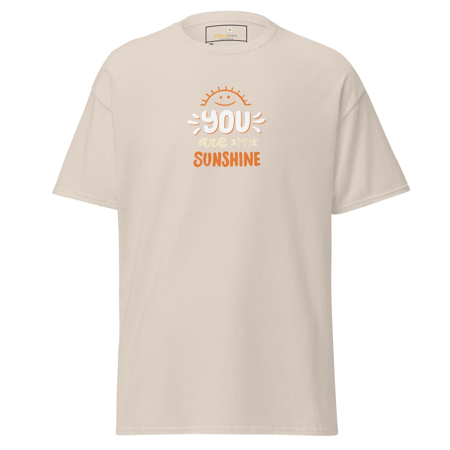 Beige T-shirt with sunshine graphic from T-SHIRT DESIGN TEE for MEN and WOMEN in 2XL-5XL