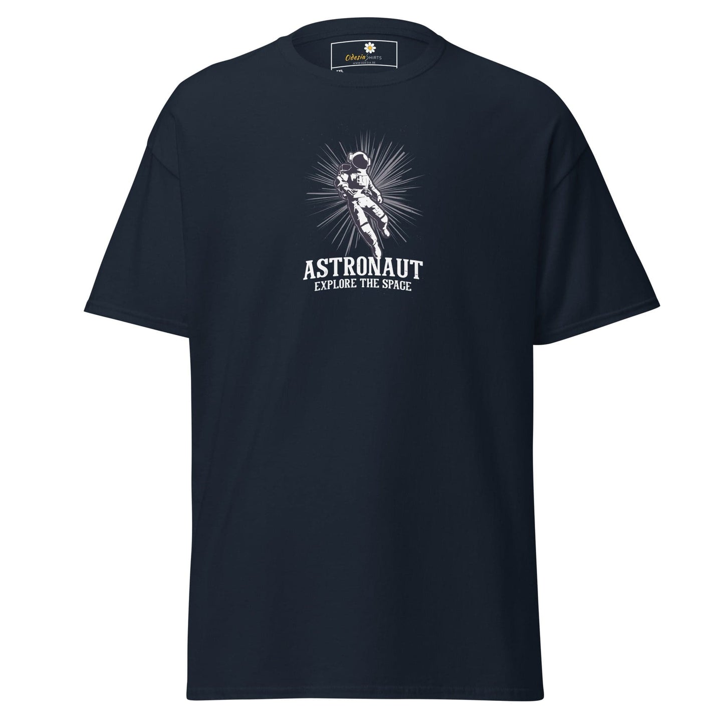 Navy blue T-shirt with astronaut graphic from T-SHIRT DESIGN TEE for Men Women 2XL-5XL